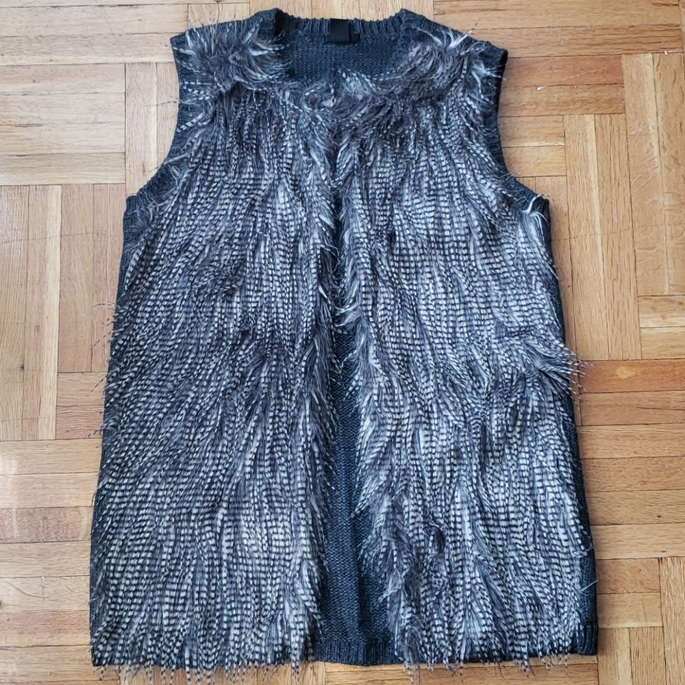 Faux fur sweater vest